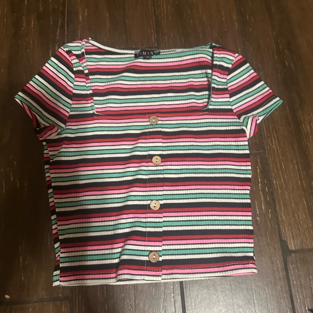 Timing Multicolor Striped Button Down Shirt
